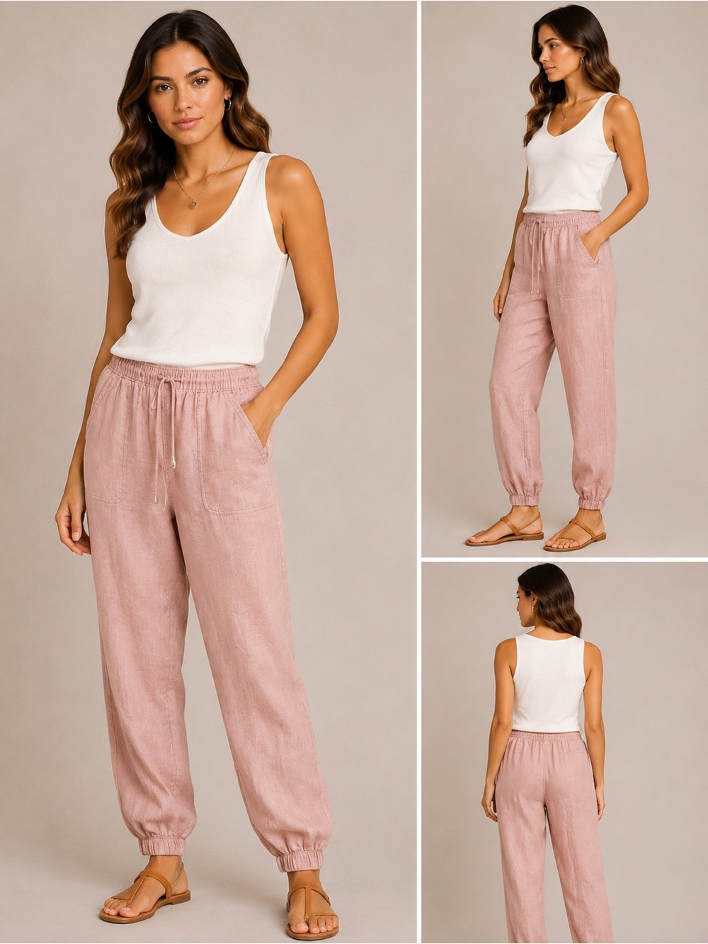 Rachel Zoe Dusty Pink Linen Jogger Pants
